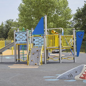 Large outdoor play equipment, John Keble CE Primary School, London