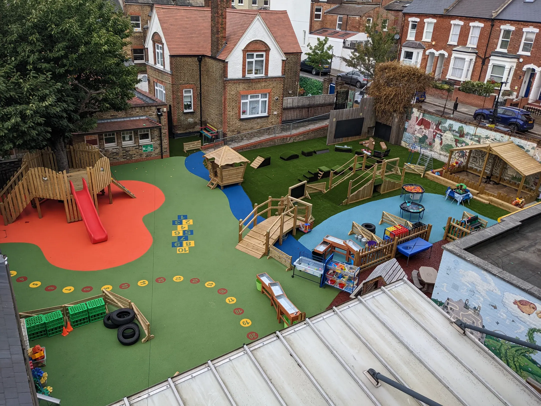 Outdoor play equipment, The Hollies School, Cardiff